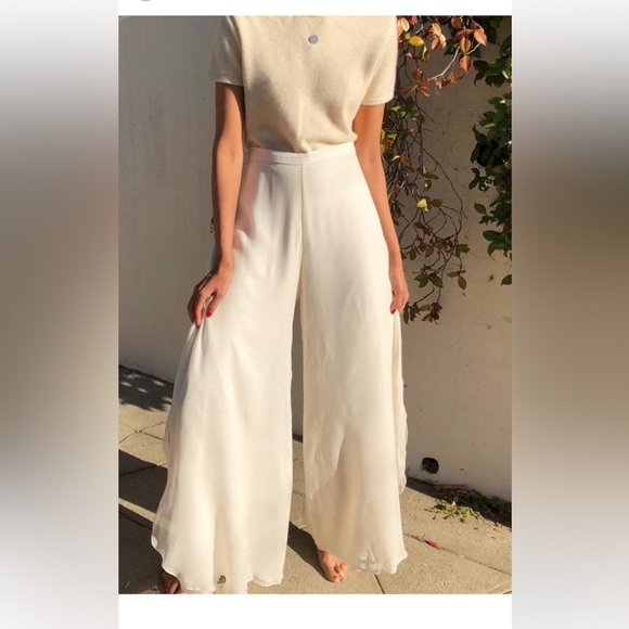 St. John Sport by Marie Gray Pants - St. John Sport by Marie Gray Cream Wide-Leg Pants